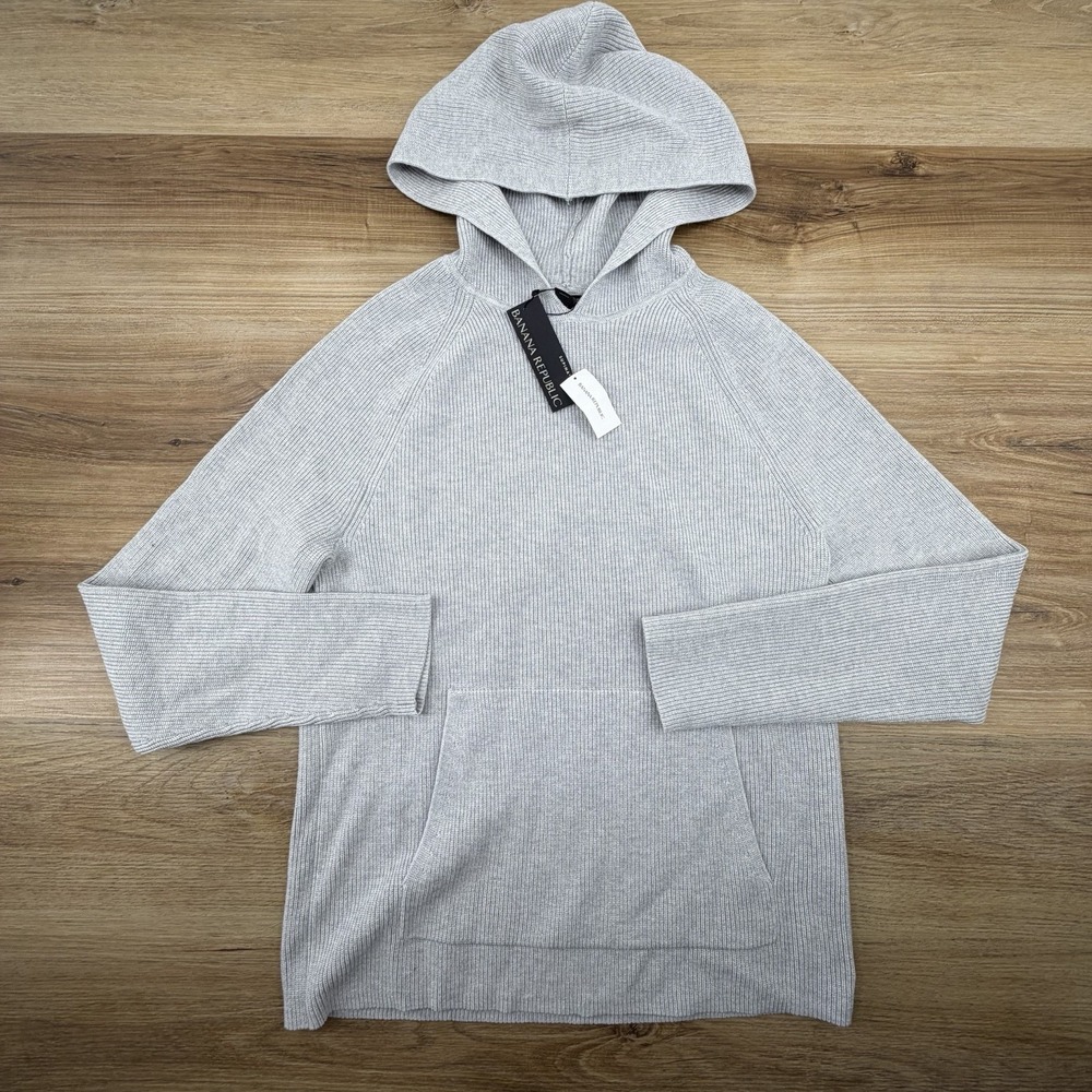 Banana Republic Hoodie Sweatshirt Men's M Gray Knit Supima Cotton